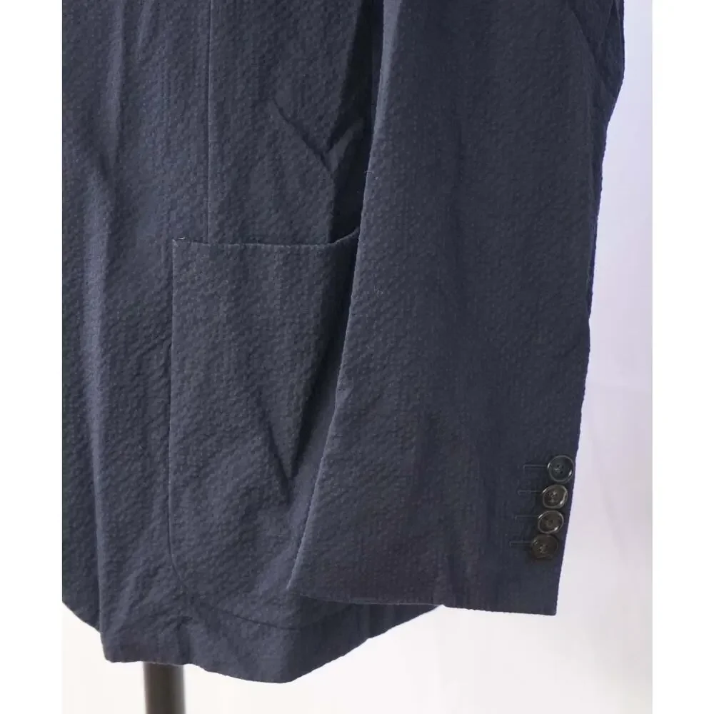 Z ZEGNA - Navy Blue Seersucker Sport Jacket - 42R (Fits 40R)